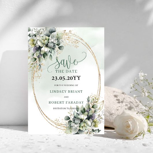 Aquarell Salbeigrüne Foliage Save The Date