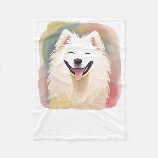 Aquarell-Samojede-Hund-Aufkleber1  Fleecedecke (Vorderseite)
