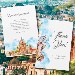 Aquarell San Miguel de Allende Rustikale Hochzeit Dankeskarte