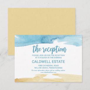 Aquarell-Sand-und-Meer-Hochzeitsempfang-Einlage Einladung