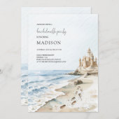 Aquarell Sandstrand Junggeselinnen-Abschied Einladung (Vorne/Hinten)