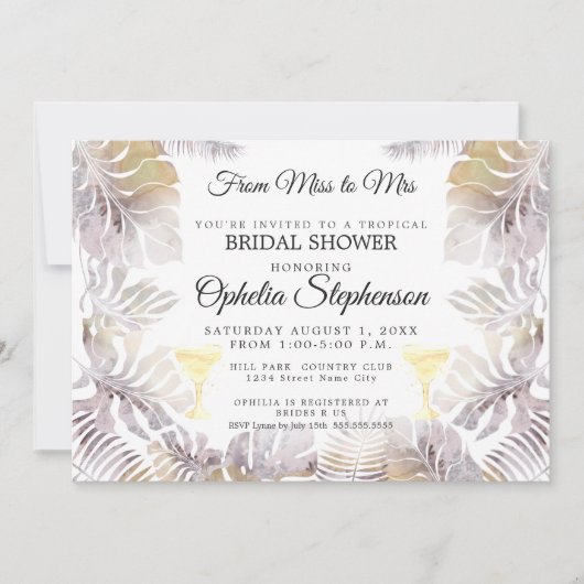 Aquarell Sandy Gold Brautparty Einladung (Vorderseite)