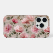 Aquarell Sanfte Rosa Rose Beige Blumenmuster iPhone Hülle (Rückseite (Horizontal))