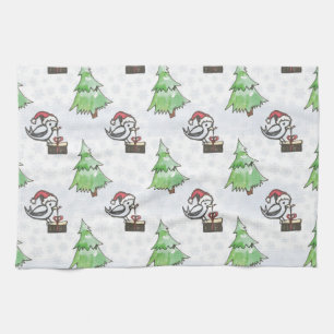 Aquarell Santa Vogel gezeichnet Geschirrtuch