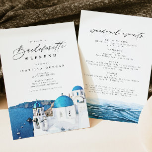 Aquarell Santorini Griechenland Skyline Ozean Trop Einladung