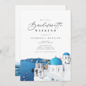 Aquarell Santorini Griechenland Skyline Ozean Trop Einladung (Vorne/Hinten)