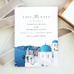 Aquarell Santorini Griechenland Skyline Save the D Einladung<br><div class="desc">Save the Date zeigt es ein Aquarellbild der Skyline von Santorini Griechenland und moderne minimalistische Schriftart. Save the Date ist dies perfekt für Ihre Griechenland inspiriert Hochzeit in Urlaubsort oder Reise-themed Veranstaltung.</div>