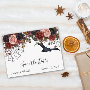 Aquarell Save-the-Date Halloween-Blumen Herbst Ankündigungspostkarte