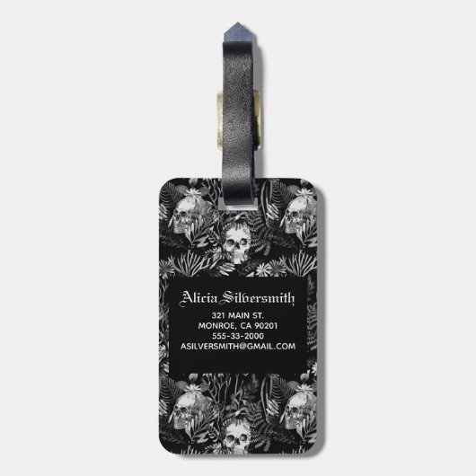 Aquarell-Schädel-Garten Gepäckanhänger (Rückseite vertikal)