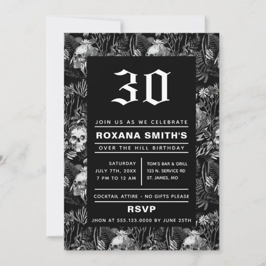 Aquarell-Schädel-Garten über dem Hügel Einladung (Vorderseite)