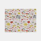 Aquarell Schaf-, Blumen- & Sonnenmuster Fleecedecke (Vorderseite (Horizontal))