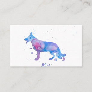 Aquarell Schäferhund Blau Moderne Hunde-Illustrati Visitenkarte
