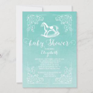 Aquarell Schaukelpferd Baby Shower Einladung