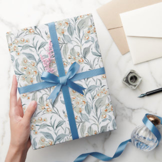 Aquarell Schiefergraue Botanische Eukalyptusblätte Geschenkpapier