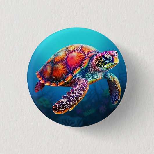 Aquarell-Schildkröte Button (Vorderseite)