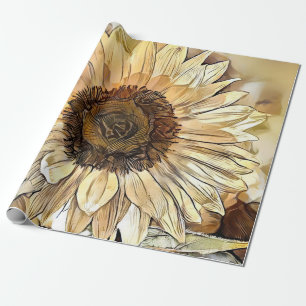 Aquarell-Schimmer-Sonnenblume-Elegante-Kollektion Geschenkpapier