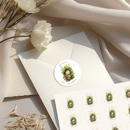 Aquarell Schlafen Igel Grüne Kinderdusche Runder Aufkleber