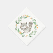 Aquarell Schlafen Raccoon Grünes Meer Serviette (Ecke)