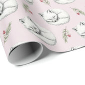 Aquarell Schlafender Polarfuchs & Winterbeere Geschenkpapier (Rolleneckpunkt)