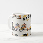 Aquarell-Schlittschuhe mit Herbstlaub-Muster Kaffeetasse (Vorderseite Links)