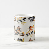Aquarell-Schlittschuhe mit Herbstlaub-Muster Kaffeetasse (Mittel)