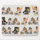 Aquarell-Schlittschuhe mit Herbstlaub-Muster Mousepad (Vorne)