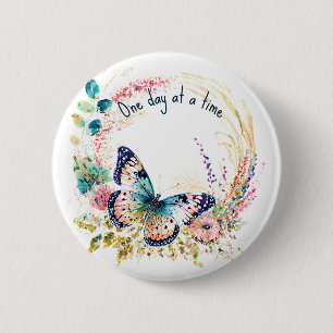 Aquarell-Schmetterling-Blumen benutzerdefiniert Button