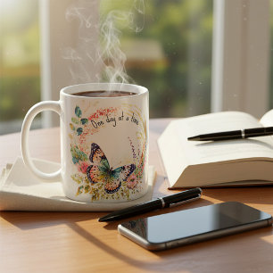 Aquarell-Schmetterling Blumen benutzerdefiniert Kaffeetasse