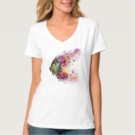 Aquarell-Schmetterling-Blumen-Explosion Ästhetik T-Shirt
