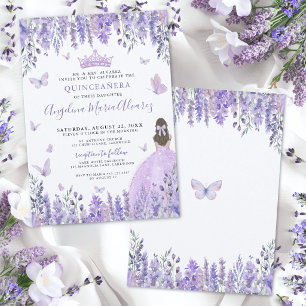 Aquarell-Schmetterling-Blumen-Violett-Quinceanera Einladung