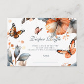 Aquarell-Schmetterling-Blüten-Windeltausch Begleitkarte (Vorderseite)