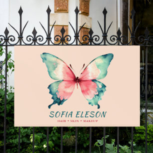 Aquarell-Schmetterling Elegantes Rosa Blau Salon Banner