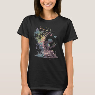 Aquarell Schmetterling Fee liest Buch Bibliothek T-Shirt