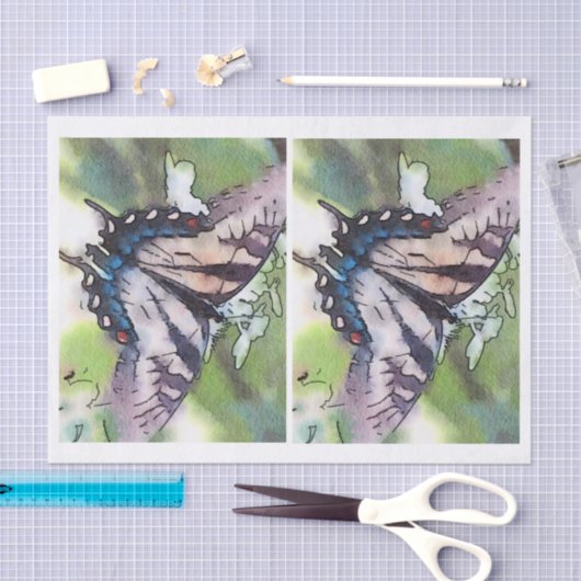 Aquarell-Schmetterling für Glasflasche decoupage Seidenpapier (Handwerk)