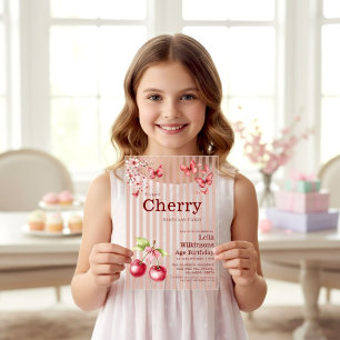 Aquarell Schmetterling Kirsche Acryl-Einladung Acryleinladungen