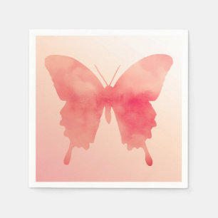 Aquarell-Schmetterling - Koralle und Pfirsich Serviette