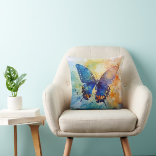 Aquarell-Schmetterling – Künstlerisches Wurfkissen Kissen