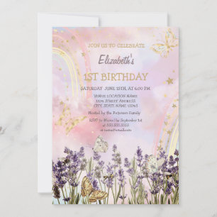 Aquarell Schmetterling Lavendel Geburtstag Einladung