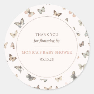 Aquarell Schmetterling Minimal Baby Shower Danke s Runder Aufkleber