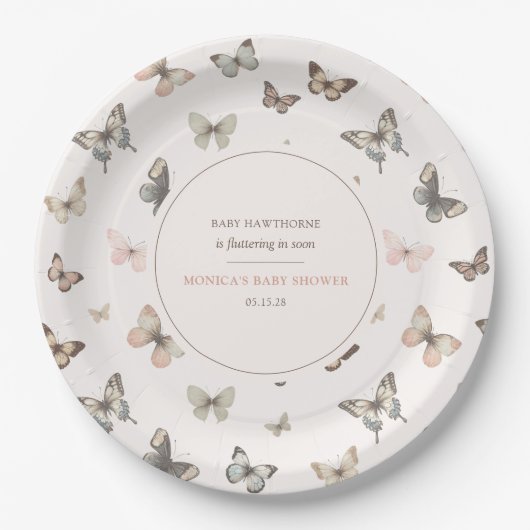 Aquarell Schmetterling Minimalistischer Chic Babys Pappteller (Vorderseite)