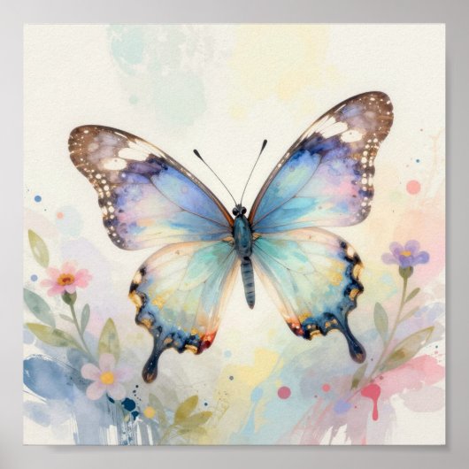 Aquarell Schmetterling Poster (Vorne)
