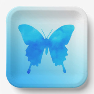 Aquarell-Schmetterling - Schatten des Himmel-Blaus Pappteller