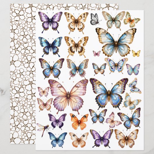 Aquarell-Schmetterling-Set für fusseliges Schneide (Vorne/Hinten)