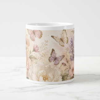 Aquarell-Schmetterling- und Blumenvase-Tasse Jumbo-Tasse