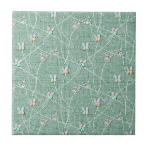 Aquarell Schmetterlinge auf Mintgrün Fliese