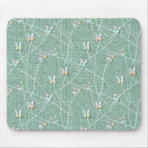 Aquarell Schmetterlinge auf Minzgrün Mousepad