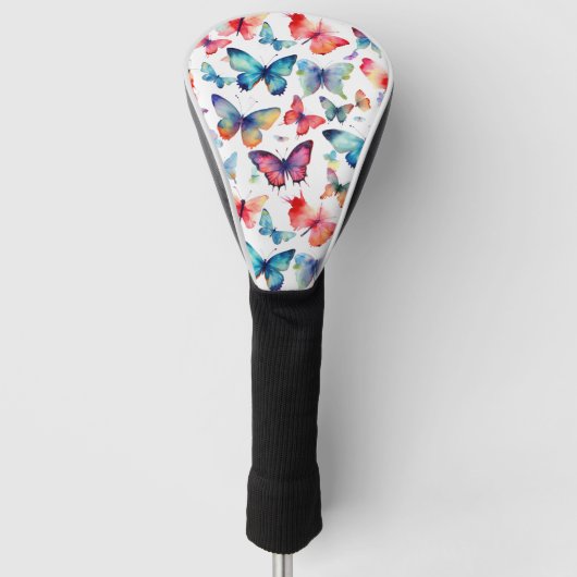 Aquarell-Schmetterlinge Farbige Muster Golf Headcover (Vorderseite)