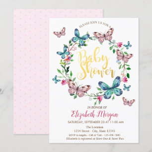 Aquarell-Schmetterlinge  Gepunktete  Babyparty-Ein Einladung