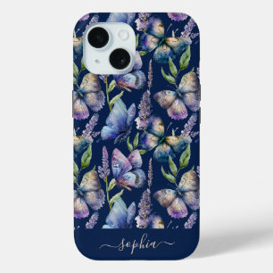 Aquarell-Schmetterlinge Glyzinien-Blume Benutzerna Case-Mate iPhone Hülle