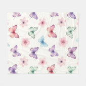Aquarell-Schmetterlinge Kirschblüten-Muster Fleecedecke (Vorderseite (Horizontal))